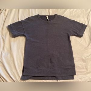 Lululemon High Slit Knit Short Sleeve Workout Tee Sweatshirt Cotton Gray Women 4